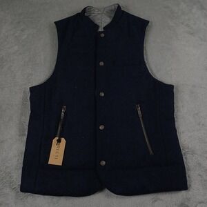 Rye 51 Vest Mens 48 Navy Blue Lanton Wool Cotton Reversible Puffer Jacket Casual